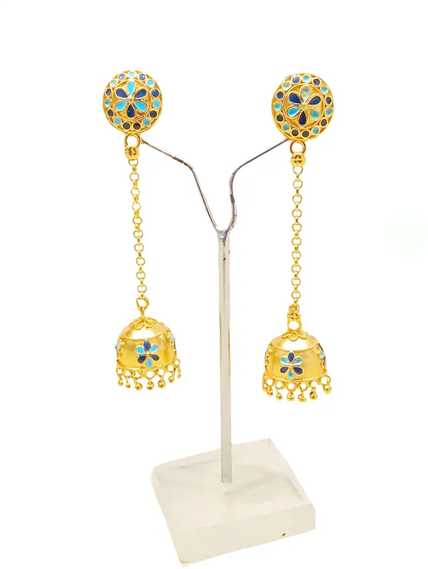 Assamese_Traditional_Copper_Blue_Firozi_Japi_Jhumka_Earring_For_Girls_&_Women